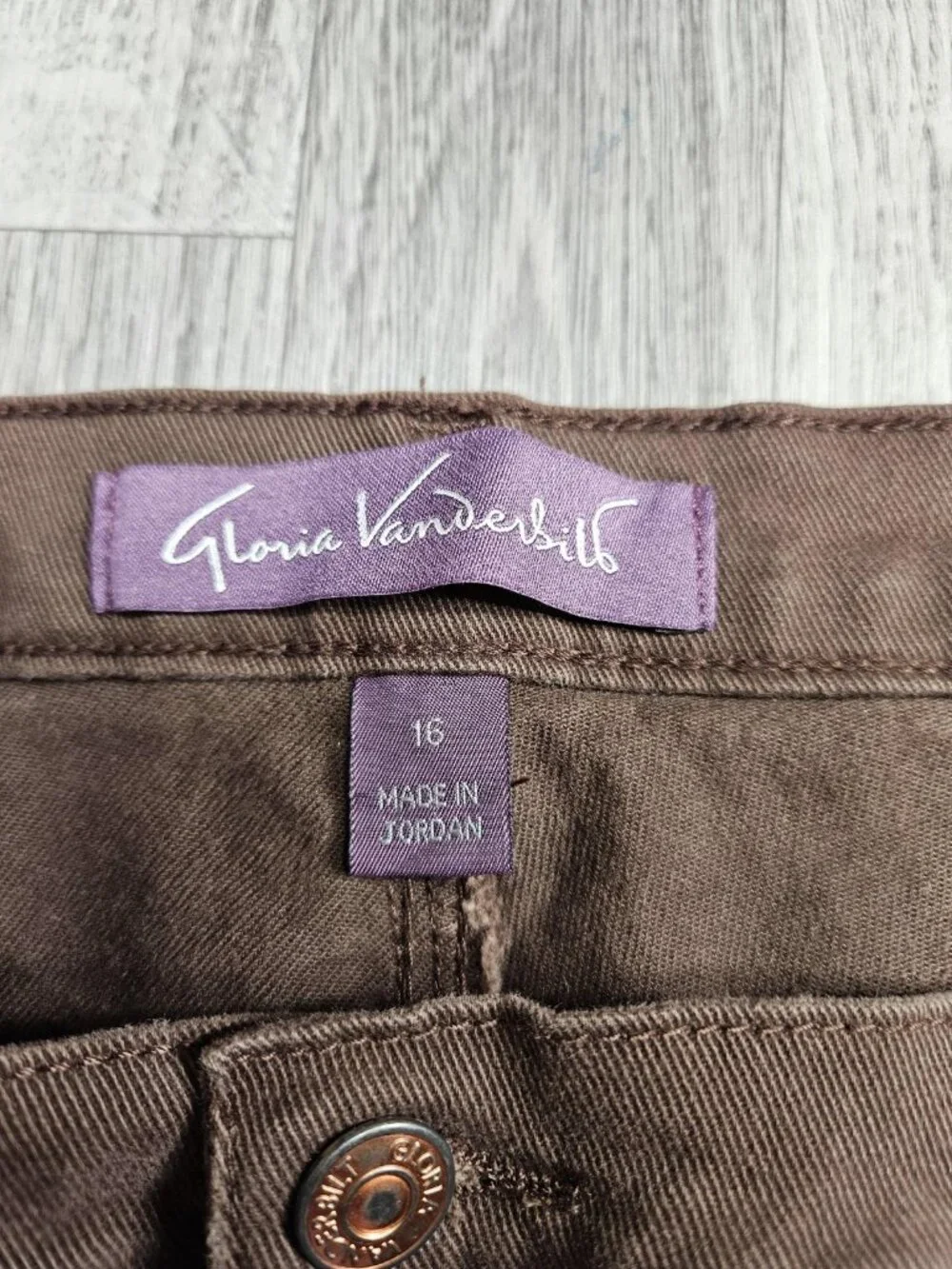 Gloria Vanderbilt Amanda Tapered Jeans‎ Womens 16 Brown High Rise Stretch Denim